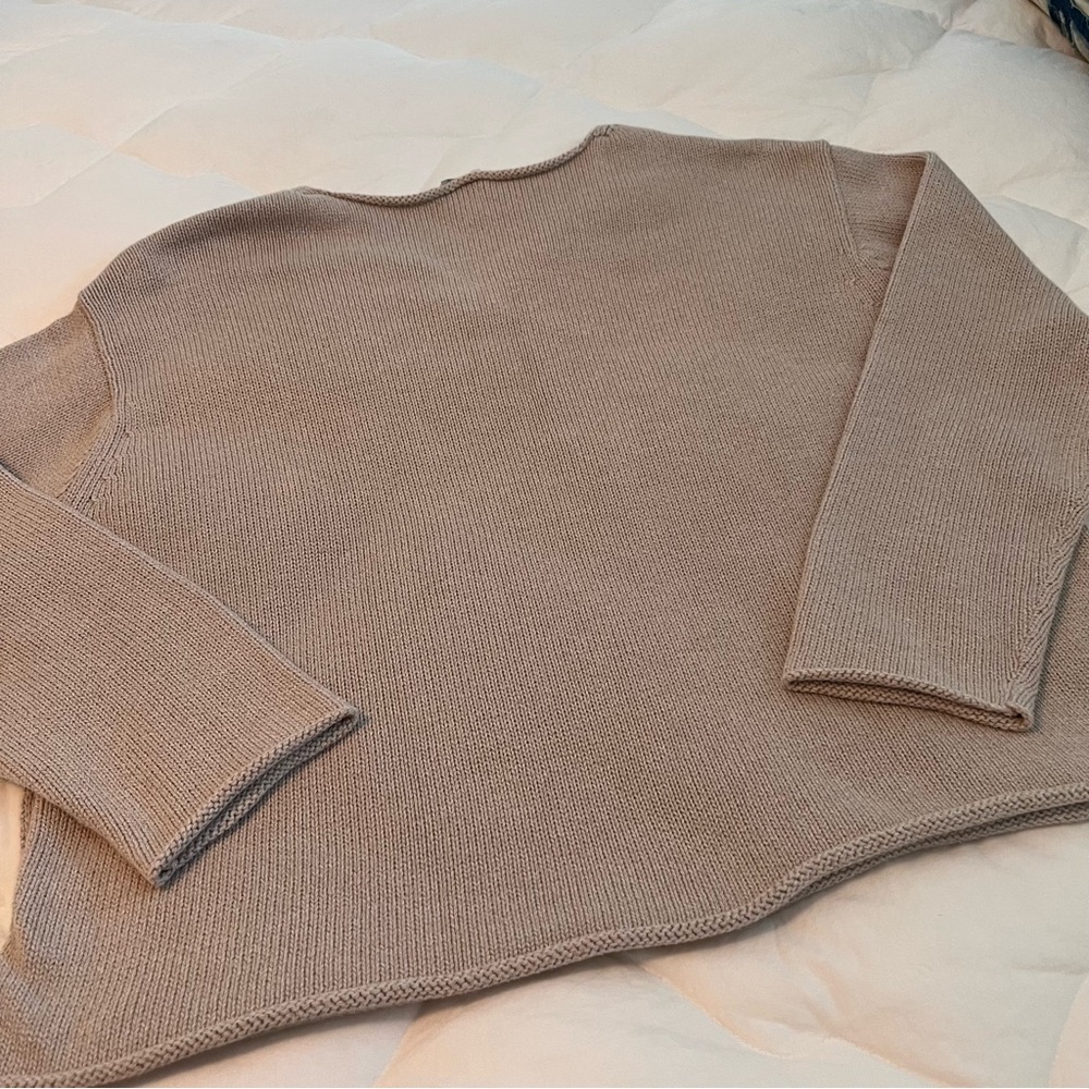 J JILL Sweater Cropped Split Neck Pullover. Long Sleeve. Side Buttons. Medium. - Picture 5 of 6